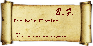 Birkholz Florina névjegykártya
